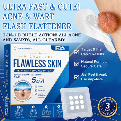 🩹 DR.Fachmer® 2-in-1 Microneedle & Hydrocolloid Patch | Raised Moles,Acne,  Flat Warts & Skin Tags Remover | Improves Wrinkles, Scars & Blemishes | Invisible Pimple Patches for Face & Body