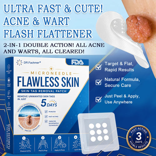 🩹 DR.Fachmer® 2-in-1 Microneedle & Hydrocolloid Patch | Raised Moles,Acne,  Flat Warts & Skin Tags Remover | Improves Wrinkles, Scars & Blemishes | Invisible Pimple Patches for Face & Body