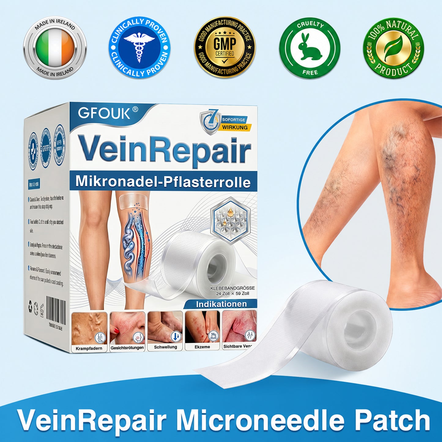 👨‍⚕️✅💙GFOUK® VeinRepair Microneedle Patch Roll⚡Instant Relief, Long-Term Results