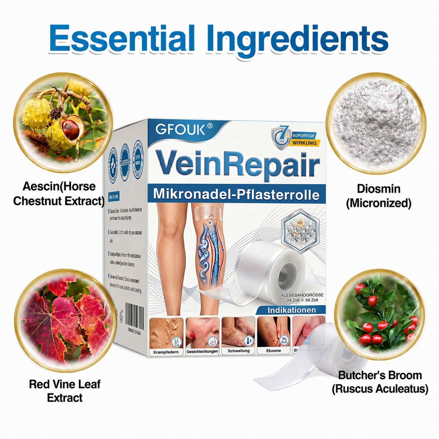 👨‍⚕️✅💙GFOUK® VeinRepair Microneedle Patch Roll⚡Instant Relief, Long-Term Results